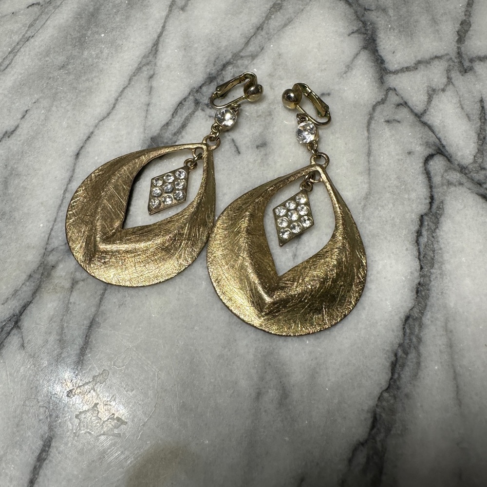 Gold Rhinestone Vintage Earrings
